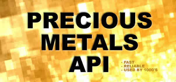 Precious metals api providing live spot gold and silver prices.